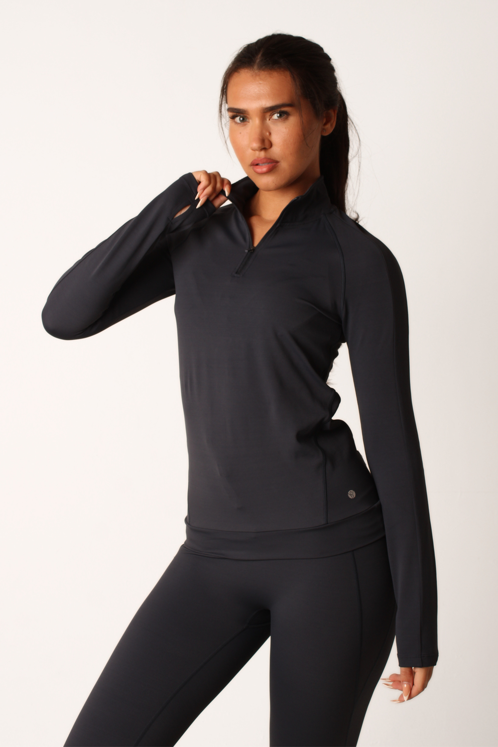 Performance 1/4 Zip Fitted Top Impact Blue — front view